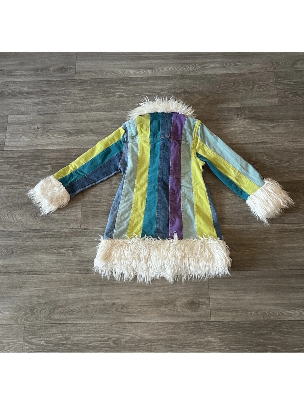 Vintage Y2K Children’s Place Penny Lane Coat 7/8 Patchwork Faux Fur Corduroy - Picture 13 of 15